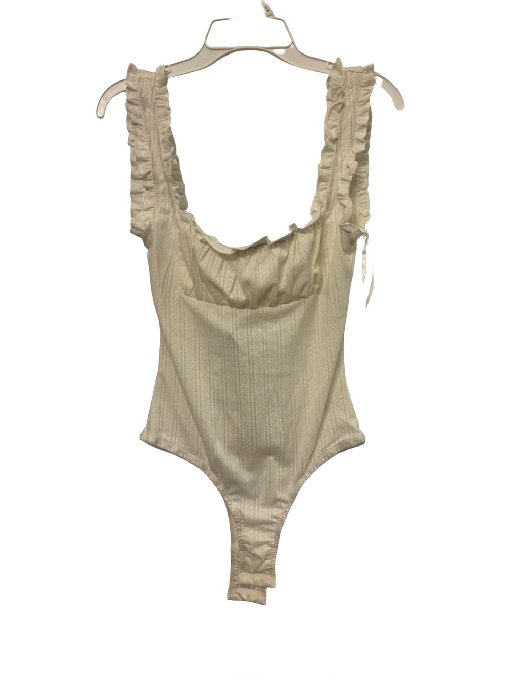 Princess Polly Cream Ruffle Strap One-Piece Bodysuit